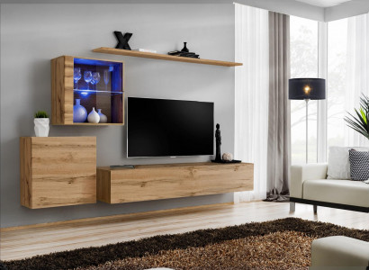 Wunnwand Modernen TV-Stänner Wunnzëmmermöbel Design Wandregaler Komplett