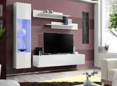 Wunnzëmmermiwwelen a Wäiss Wunnwand Designer Luxus TV Stänner Häng Vitrin Regaler