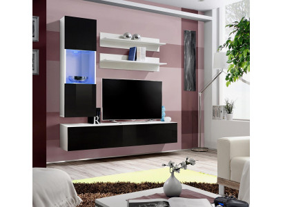 Luxus Holzmiwwel Wunnwand Designer Ausrëschtung Komplett Set 4 Stéck Wunnzëmmer