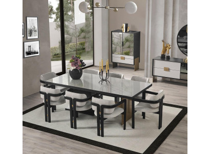 Designer Iessgrupp Luxus Garnitur Iessdësch 8x Stull Iesszëmmer Miwwelen