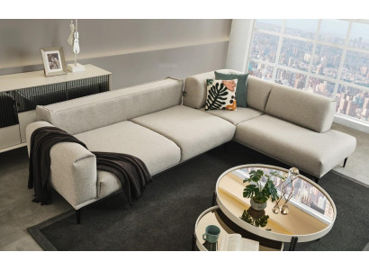 Wäisst Eckcouch L-Form Designer Canapé Polstersofa Wunnzëmmer Miwwel Neist