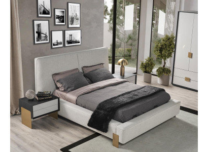 Luxuriéist Schlofkummer Set Designer Duebelbett 2x Nuetsdëscher Stilvoll