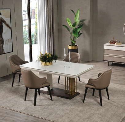 Iesszëmmer Miwwelen Designer Iessdësch 4x Still Komplett Garnitur 5tlg Set