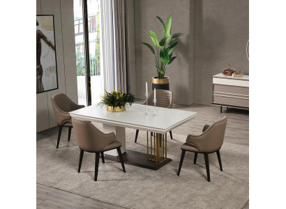 Iesszëmmer Miwwelen Designer Iessdësch 4x Still Komplett Garnitur 5tlg Set