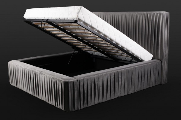 Gro Duebelschlofzëmmer Holzmöbel Design elegant Stoff klassesch Miwwelen nei-