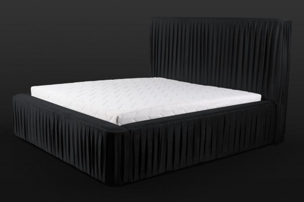 Schwaarz Duebel Schlofzëmmer Holzmieder Design elegant Stoff klassesch Miwwelen nei-
