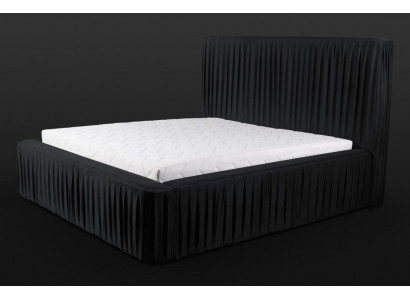 Schwaarz Duebel Schlofzëmmer Holzmieder Design elegant Stoff klassesch Miwwelen nei-
