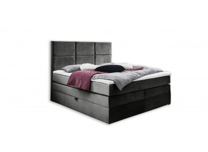 Grau schéinen Duebelschlofkummer Holzmiwwel Design elegant Polsterung Stoff