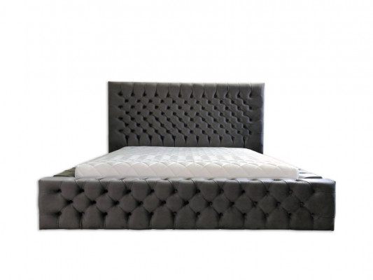 Chesterfield Grey Duebel Schlofzëmmer Holzmiwwel Design elegant Polsterung Stoff