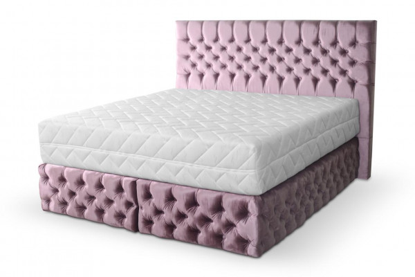 Chesterfield rosa Duebelzëmmer Holzmöbel Design elegant Polsterung Stoff-