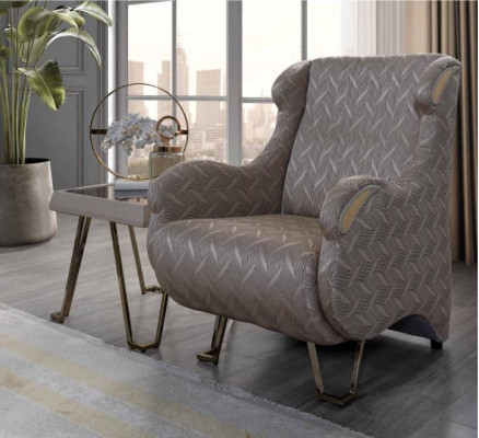 Braun-Beige Sofagarnitur 3+3+1 Sëtzer Designer Dësch Beistelltisch