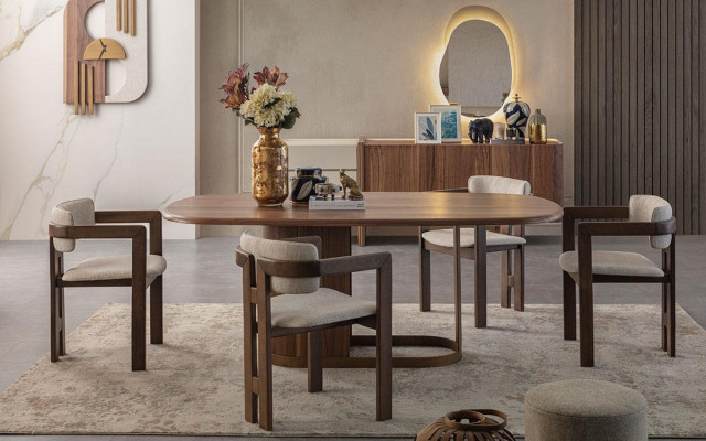 Modern Iesszëmmer Set Iessdësch 4x Still Kommode Spigel Designer Miwwelen
