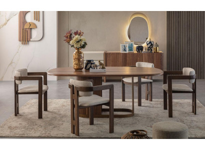 Modern Iesszëmmer Set Iessdësch 4x Still Kommode Spigel Designer Miwwelen