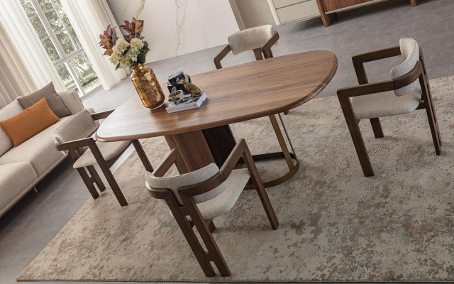 Modern Iesszëmmer Set Iessdësch 4x Still Kommode Spigel Designer Miwwelen
