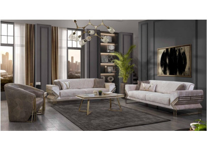 Designer Sofagarnitur 3+3+1 Sëtzer Modern Komplett Couchgarnitur Nei