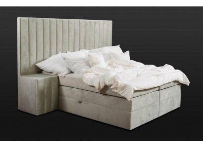 Modern Taupe-Doppelbett 2x Nuetsdëscher Schlofzëmmer Boxspringbett