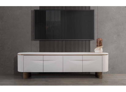 TV-Stänner stilvoll RTV Lowboard Wunnwand Säitenschaf Wäiss Holz Modern Design