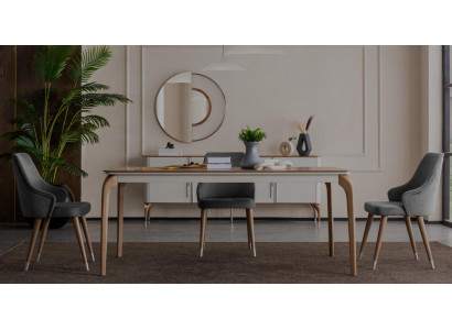 Komplett Set Iessdësch 4x Still Iesszëmmer Set Iess Grupp Holz Dësch Dëscher 5tlg