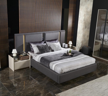 Modern Set Schlofkummerbett 2x Nuetsdëscher 3tlg Luxus Komplett Set Design