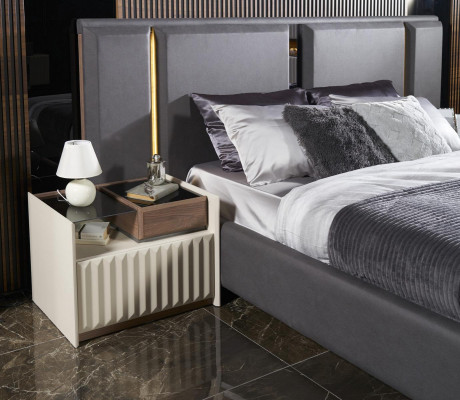 Modern Set Schlofkummerbett 2x Nuetsdëscher 3tlg Luxus Komplett Set Design