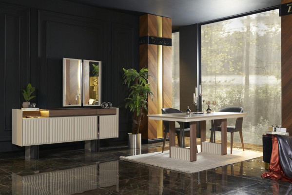 Modern beige Luxus Iessdësch Kichendësch rechteckegen Iesszëmmersdësch Dësch Nei