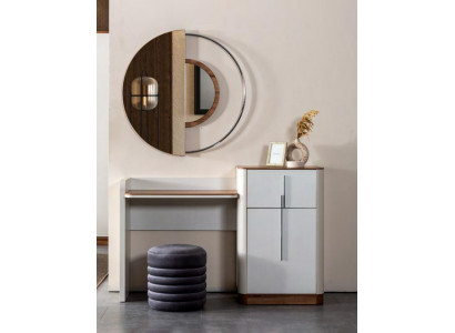 Moderne wäiss Design Schminktisch mat Spigel Luxus Schlofkummer Miwwel 2 Stéck Neien