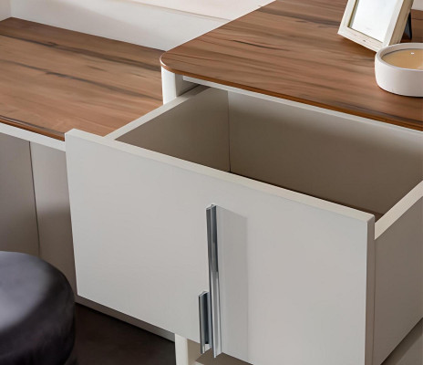 Moderne wäiss Design Schminktisch mat Spigel Luxus Schlofkummer Miwwel 2 Stéck Neien