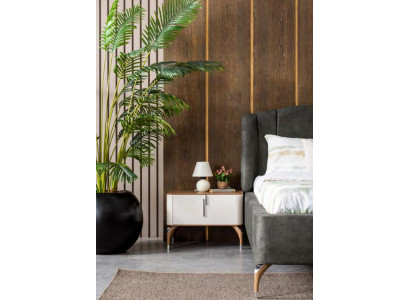 Schlofzëmmer luxuriéise Nuetsdësch Bäistelltdësch Design Modern Neit Wäiss Holz