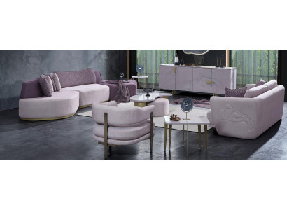 Wunnlandschaft Sofagarnitur Grouss Rosa Stoffsofae Modern Set 5tlg Sofa
