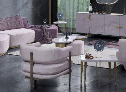 Wunnlandschaft Sofagarnitur Grouss Rosa Stoffsofae Modern Set 5tlg Sofa