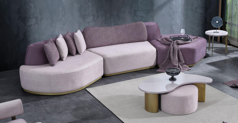 Wunnlandschaft Sofagarnitur Grouss Rosa Stoffsofae Modern Set 5tlg Sofa