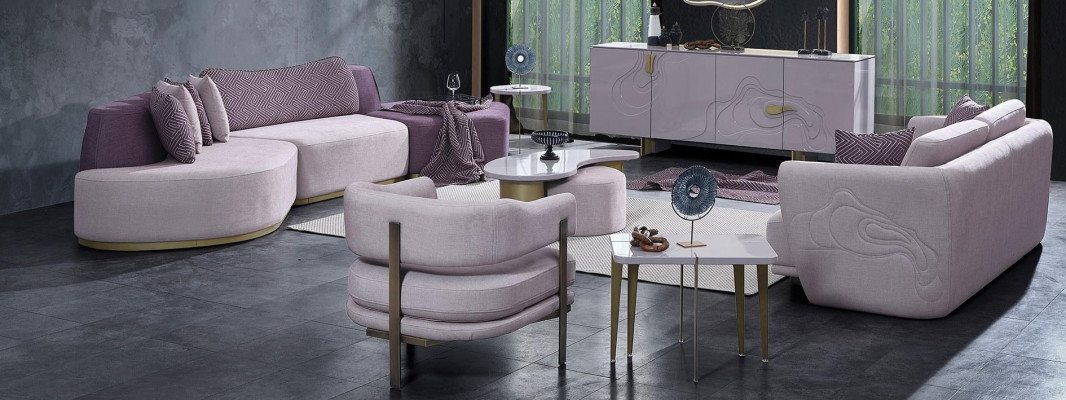 Stoffsofaen Sofagarnitur Grouss Wunnlandschaft Rosa Set 3tlg Sofa Modern