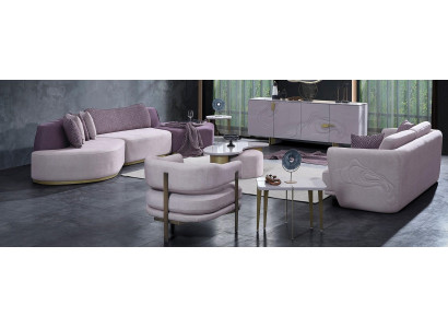 Stoffsofaen Sofagarnitur Grouss Wunnlandschaft Rosa Set 3tlg Sofa Modern