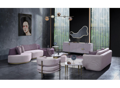 Canapéensemble Grouss Wunnlandschaft Rosa Stoffsofa Modern Set 7-Deeler