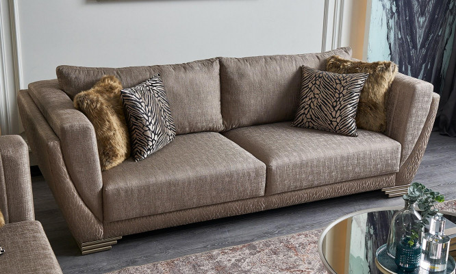 Stoffsofaen Sofagarnitur Dräisëtzer Polstersofa Brong Set 3tlg Modern