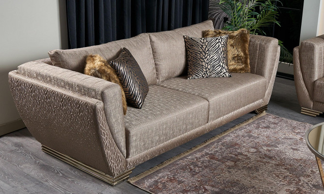 Stoffsofaen Sofagarnitur Dräisëtzer Polstersofa Brong Set 3tlg Modern