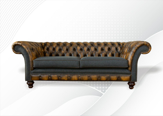 Chesterfield Giel Lieder Designer Modern Design Miwwelen Luxus Wunnzëmmer 3Sëtzer