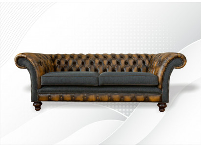 Chesterfield Giel Lieder Designer Modern Design Miwwelen Luxus Wunnzëmmer 3Sëtzer