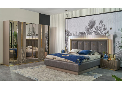 Komplett Schlofzëmmerméevel Duebelbett Bett Brong Set 4 Deeler Nuetsdëscher