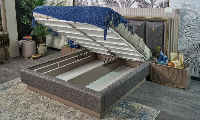 Komplett Schlofzëmmerméevel Duebelbett Bett Brong Set 4 Deeler Nuetsdëscher