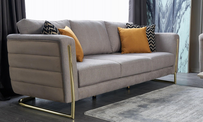 Dräisëtzer Canapé Sofa 3 Sëtzer Griich Stëbszofa Polstersofa Modern