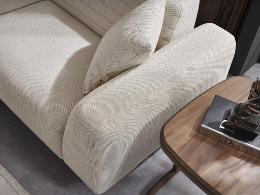 Wunnzëmmer Garnitur Ecksofa U-Form Nei Fauteuil Luxus Holz Dësch Hocker