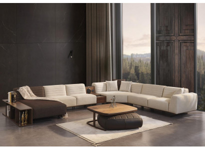 Luxus Eckcouch U-Form Polstersofa Couch Wunnzëmmer Miwwelen Textil Nei Ariichtung