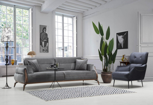 Designer Stoffsofa Sets Livingroom Set 2x Drësëtz-Sofa Luxusstull