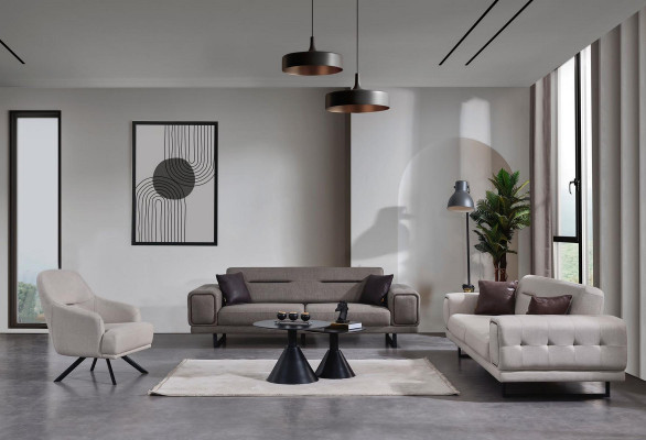 Wunngszëmmer Sofae Komplett Luxus 2x Dräisëtzer Sofa Modern Fotell Ariichtung