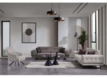 Wunngszëmmer Sofae Komplett Luxus 2x Dräisëtzer Sofa Modern Fotell Ariichtung