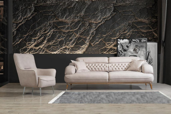 Wunnzëmmer Sofa Set Drësëtzer Chesterfield Modern Sesseleng Nei Design