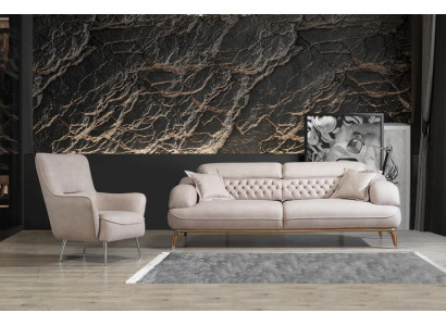 Wunnzëmmer Sofa Set Drësëtzer Chesterfield Modern Sesseleng Nei Design