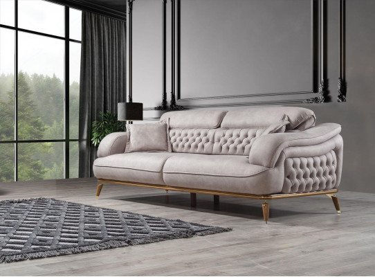 Wunnzëmmer Sofa Set Drësëtzer Chesterfield Modern Sesseleng Nei Design