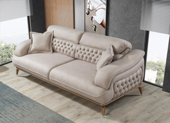 Wunnzëmmer Sofa Set Drësëtzer Chesterfield Modern Sesseleng Nei Design